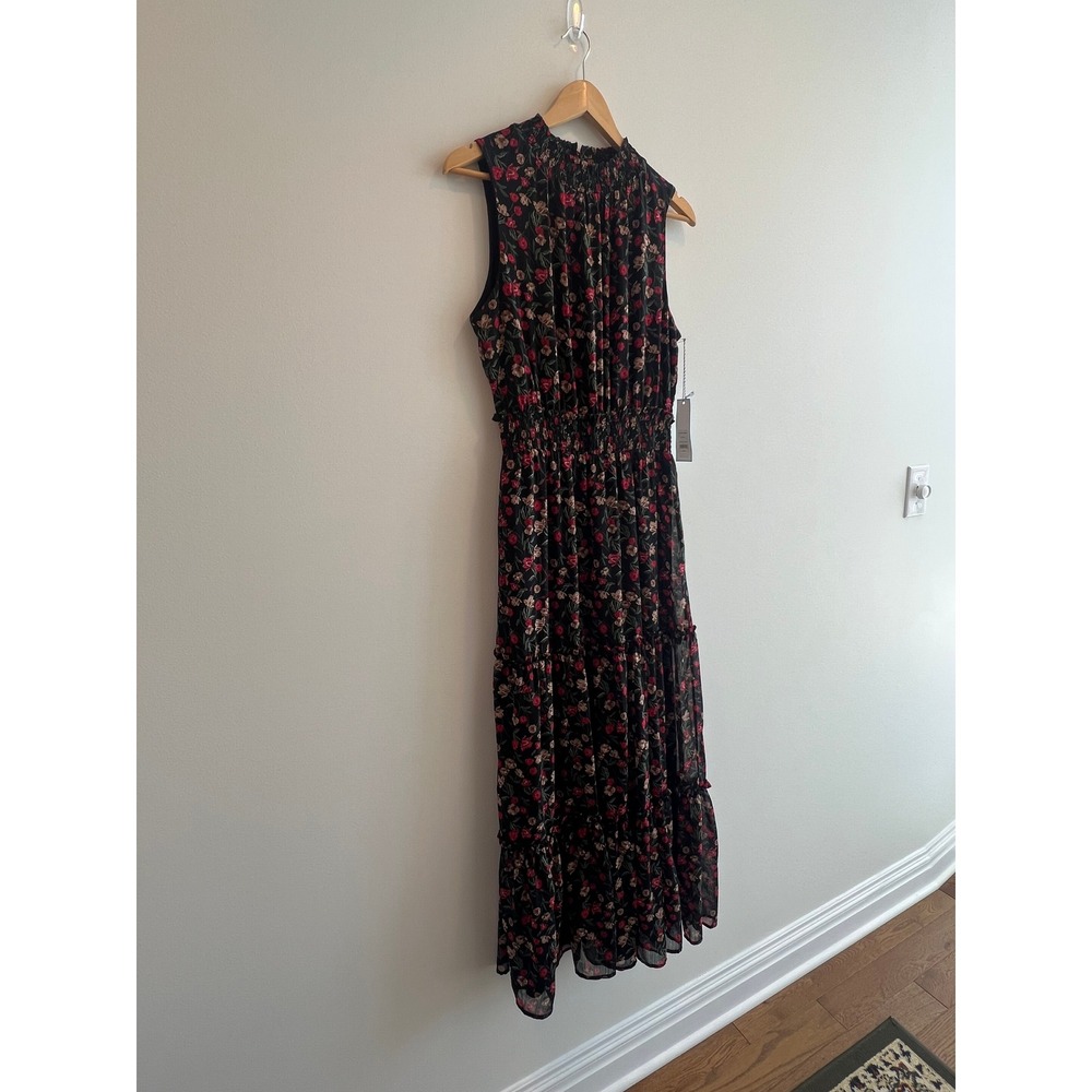 NWT Draper James RSVP Lurex Maxi Dress Womens‎ M Black Floral Metallic Tiered - Picture 3 of 10